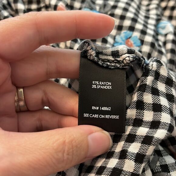 Torrid Babydoll Challis Sweetheart Cami Black & White Plaid 0X - Picture 3 of 3
